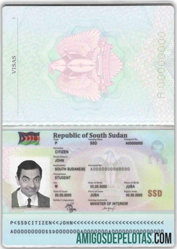 Passaporte do Sudão do Sul modelo